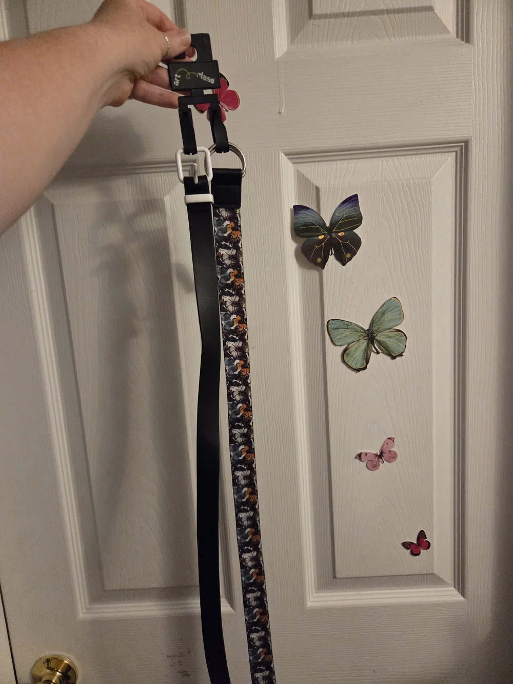 Set of 2 nwt kids belts size large L one butterflies one black w white details